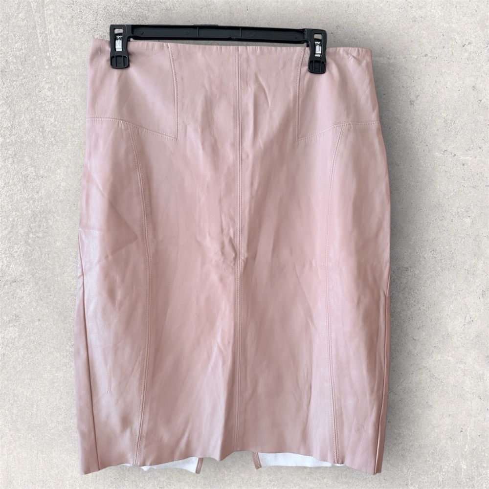 Express beige faux leather pencil skirt size 6, high waisted midi skirt